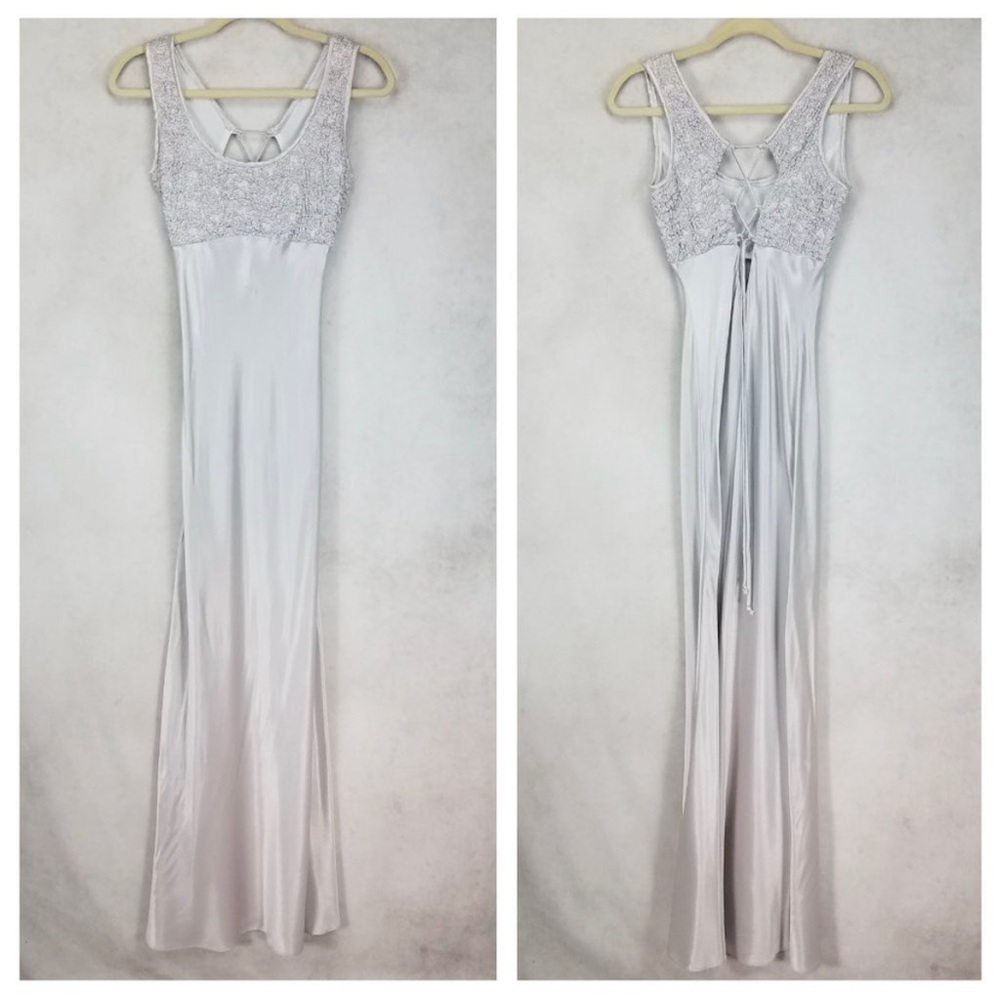 Cache Size 3-4 90s Designer Vintage Sleeveless Formal Maxi Dress Tie back